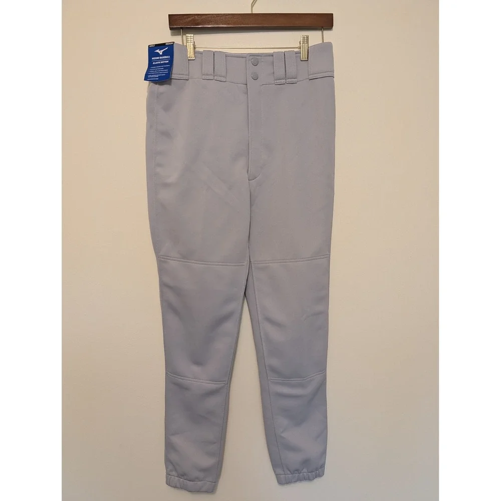 Mizuno Baseball Pants Gray Elastic Hem Adult Medium Men Double Knee (fits 31x28)